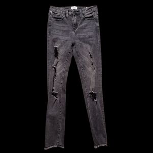 Simple Society Faded Grey Distressed Skinny Jeans Size 0/24